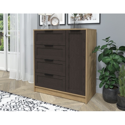 Тумба Тренд КТ-Т90 (Дуб золотой ЛДСП/ Дуб английский ЛМДФ) Ш900 В1020 Г451